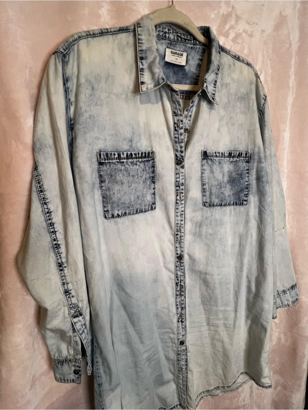 Garage Women Washed Light Blue shirt dress Denim Button-Up Shirt